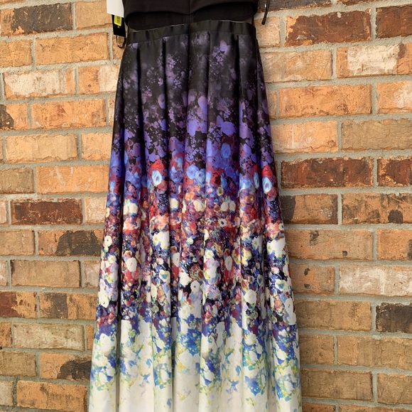 Betsy&Adam Jersey Satin Popover Floral Ombre Maxi - Picture 11 of 14